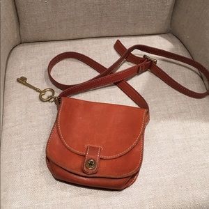 Fossil leather saddlebag