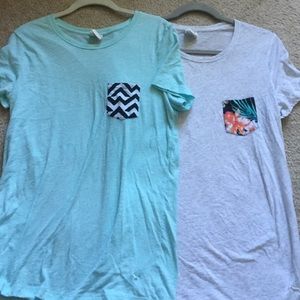 2 PINK t-shirts w/pocket