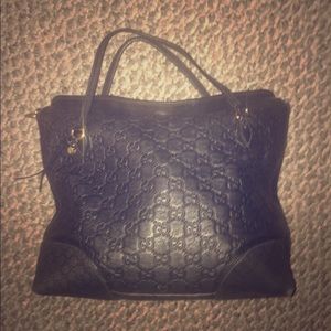 Authentic Gucci Guccissima Leather Tote Bag Black