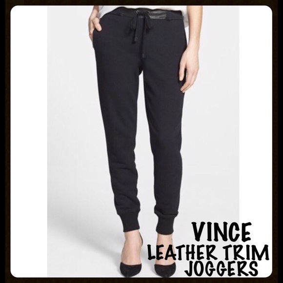 Vince Pants - Vince Leather Trim Joggers (NWT)