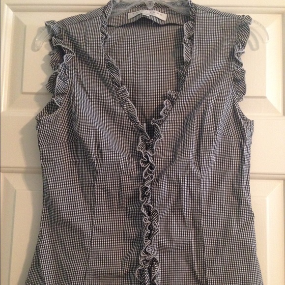 Trina Turk black and white gingham top