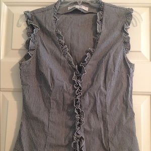 Trina Turk black and white gingham top