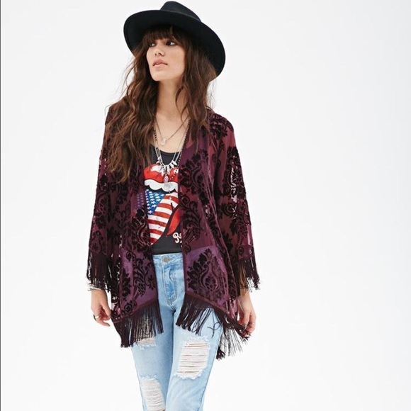 BOHO Velveteen Damask Pattern Kimono