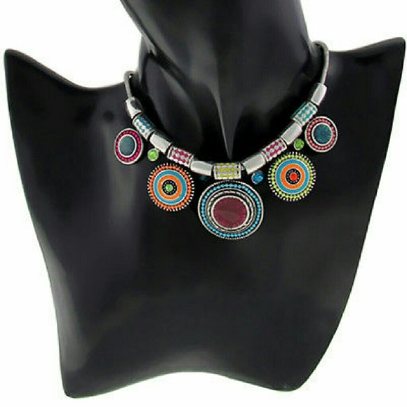 Crystal Choker Pendant Statement Chain Necklace
