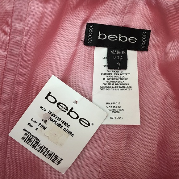 โ BeBe Pink Strapless Rhinestone Dresss - Picture 3 of 4