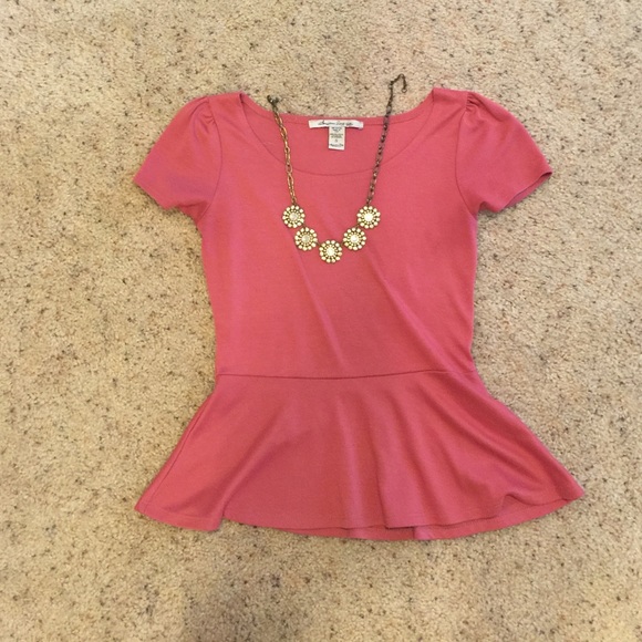 JCrew Necklace and American Rag peplum top