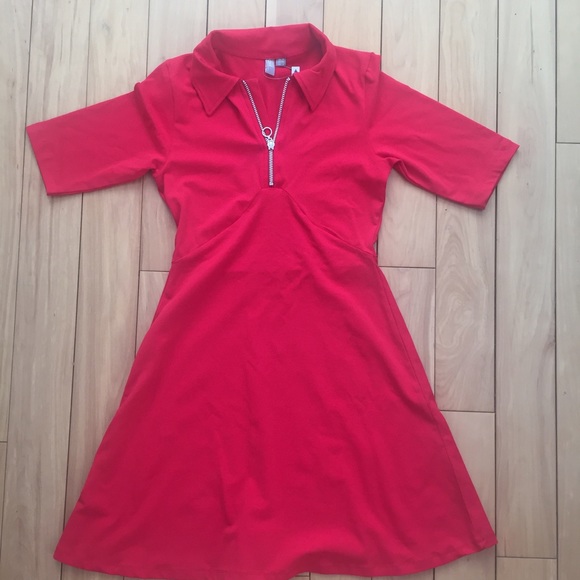 NWT Asos Sz4 Red cotton skater mini dress