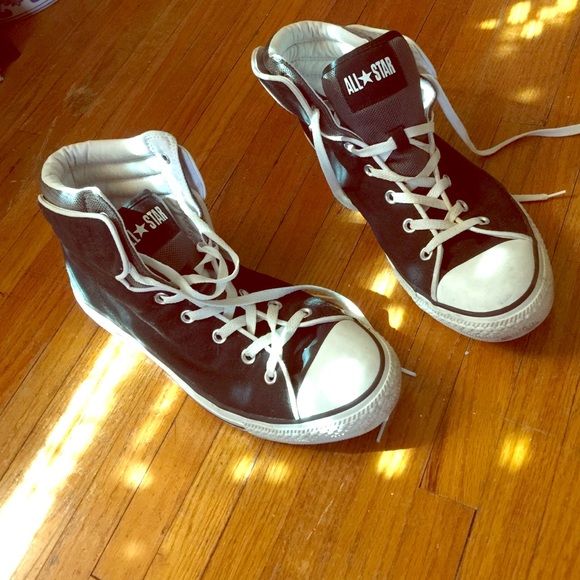 Mens black white and grey high top converse