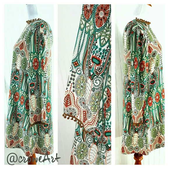 Boho Print Long Sleve Midi - Picture 3 of 4