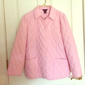 Pink quilted hip length Brooks Brothers jacket 10