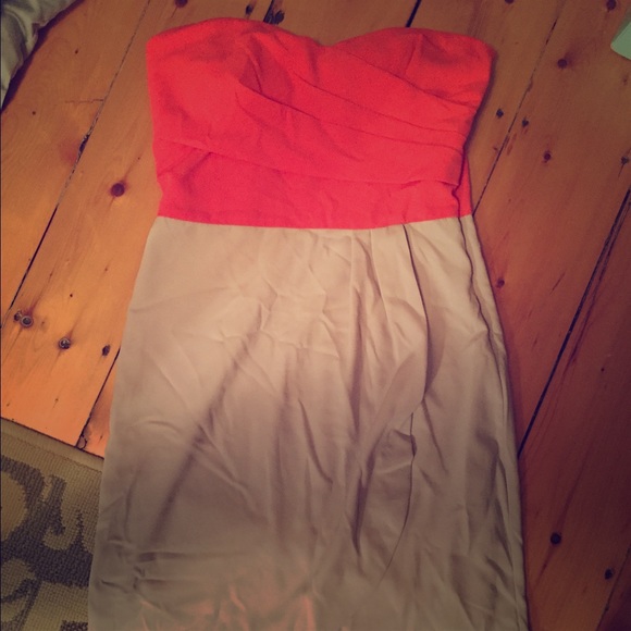 Coral/gray strapless dress - Picture 1 of 3