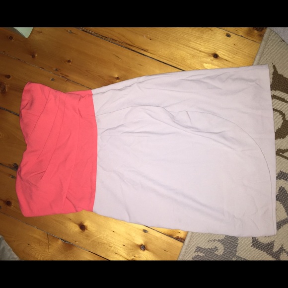 Coral/gray strapless dress - Picture 2 of 3