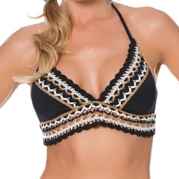 BECCA Swim Crotchet Halter Bikini Top