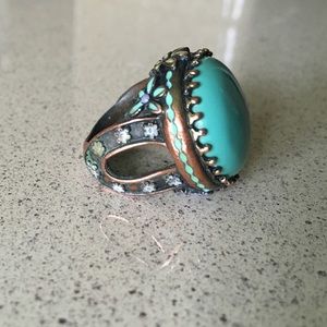 Lucy Brand Floral Turquoise Ring