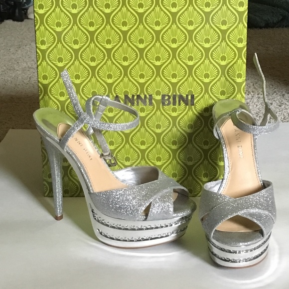 Sliver sparkly high heels