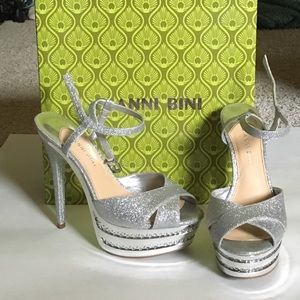 Sliver sparkly high heels