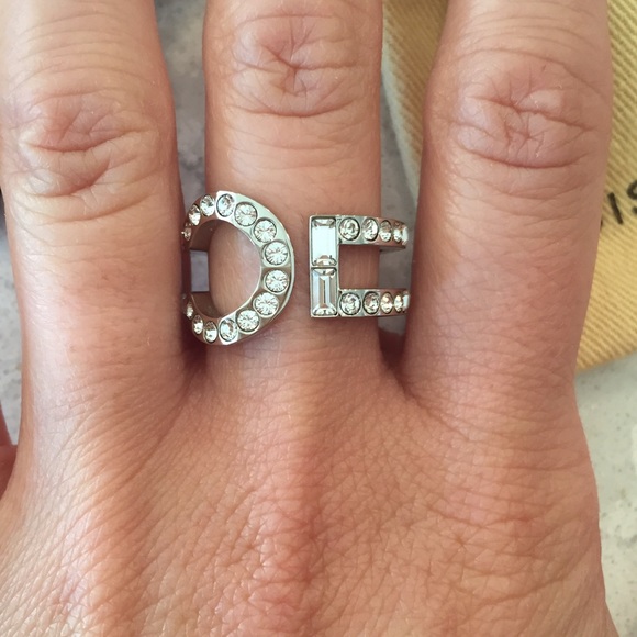 Louis Vuitton Serrure Strass Ring Silver Size M