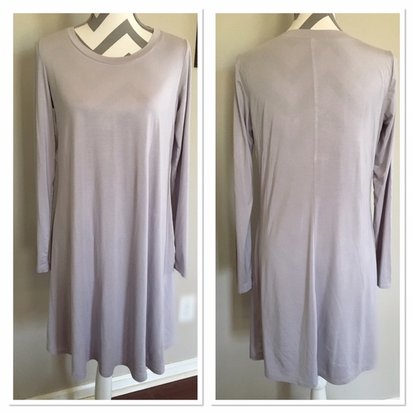 ‼️Last One‼️Gray Long Sleeve Babydoll Dress - Picture 3 of 4