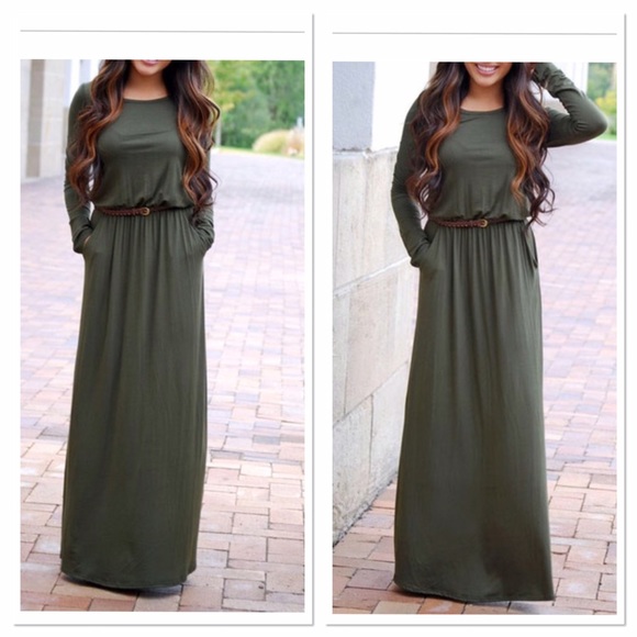 Boutique Dresses & Skirts - ‼️Last One‼️Green Maxi Dress with Pockets