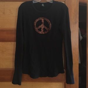 Lucky Brand peace sign thermal tee