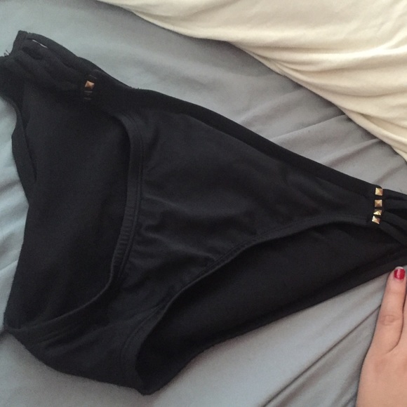 Black studded stringy bikini bottoms