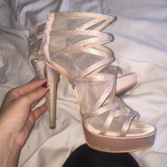 Steve Madden nude and glittered sandal heels