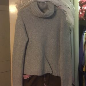 Grey fuzzy turtle neck
