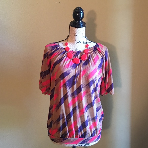 The Limited Purple and Coral Top