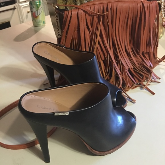 Calvin Klein high heel black mule