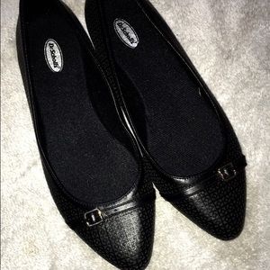Dr. Scholl's black & gold pointed-toed sandals