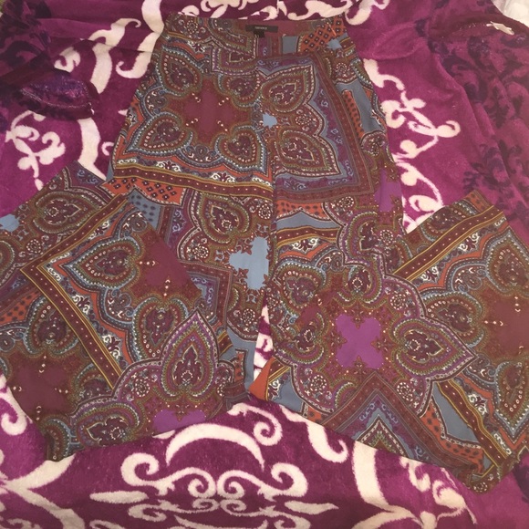 Paisley Print Wide Leg Pallazo Flare Pants