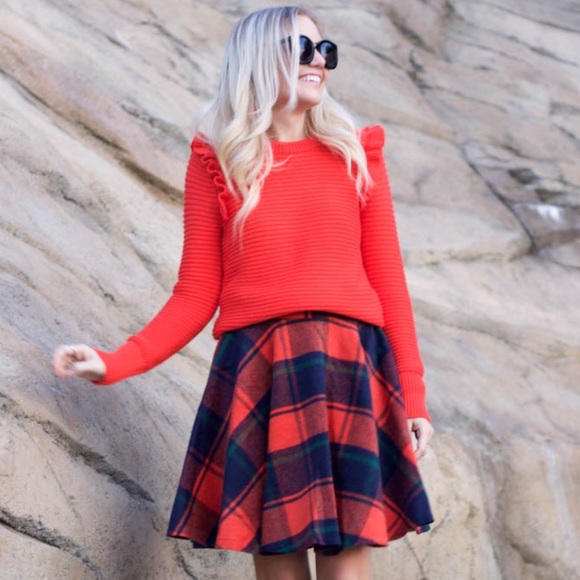 Banana Republic Sweaters - Banana Republic Red Orange Ruffle Sweater