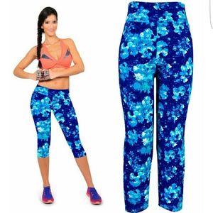 Blue floral leggings - great gym wear
