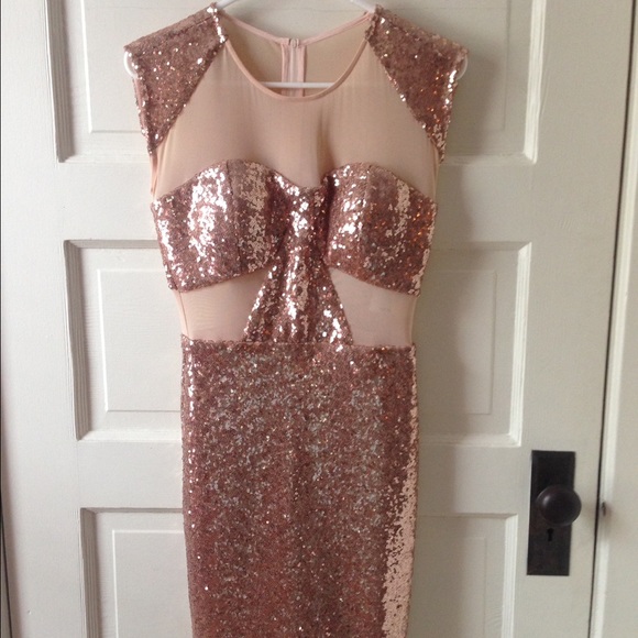Gianni bini sequin and mesh light pink/blush dress - Picture 1 of 4