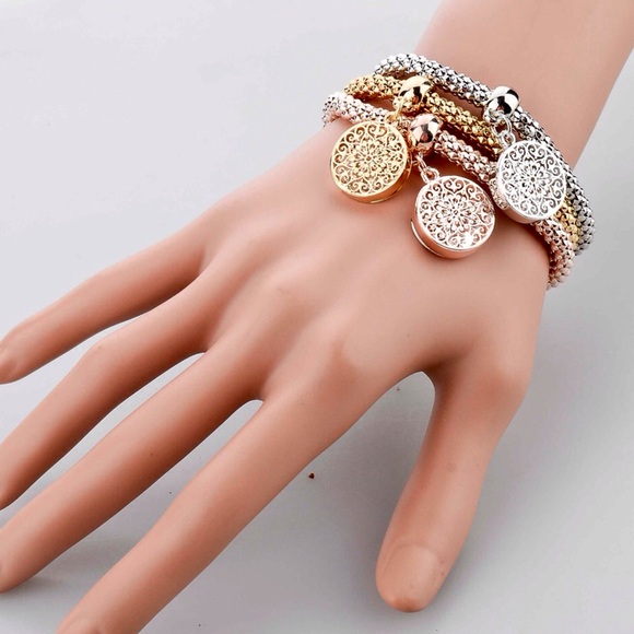 **SALE** Three Gold and Silver Charm Bracelets Set - Picture 2 of 4