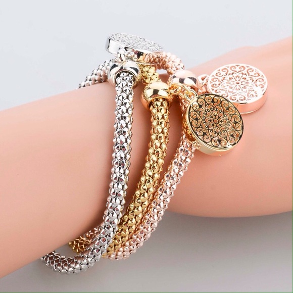 **SALE** Three Gold and Silver Charm Bracelets Set - Picture 3 of 4