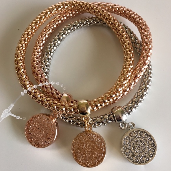 **SALE** Three Gold and Silver Charm Bracelets Set - Picture 4 of 4