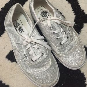 Silver sparkly vans