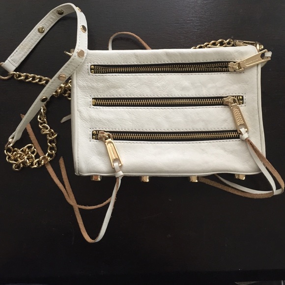 Rebecca Minkoff mini white gold crossbody