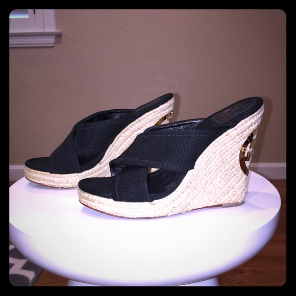 Tory Burch Kristen wedge Black espadrille Sz 7.5