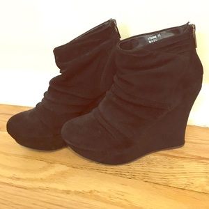 Black platform booties