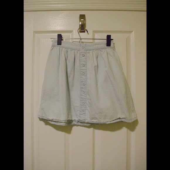 Faux Lightwash Button-up Skirt