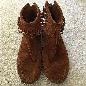 Fringed Moccasin Ankle Boots