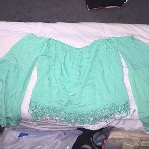 Off the shoulder mint top