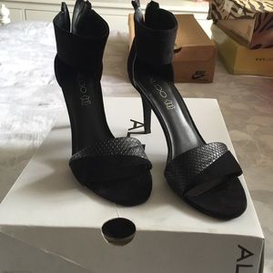 Black strap heels