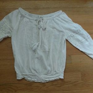 White lace peasant top