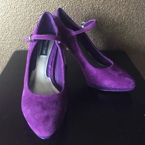 White House Black Market Purple Suede Mary Janes