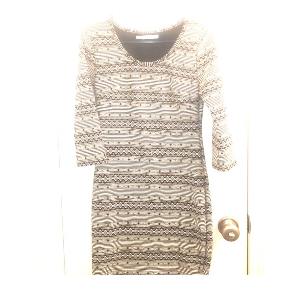 Black and white Aztec print fitted dress.