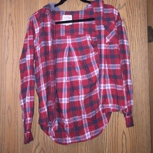 Hooded plaid shirt