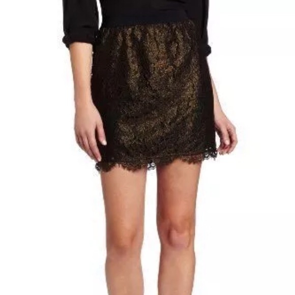 Joie - Abeline Metallic Skirt | Black/Cooper/Gold